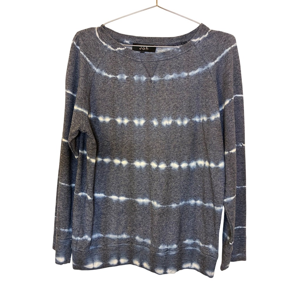 Joh Womens Tie Dye Stripe Raglan Sweatshirt Grey White T8111 Small